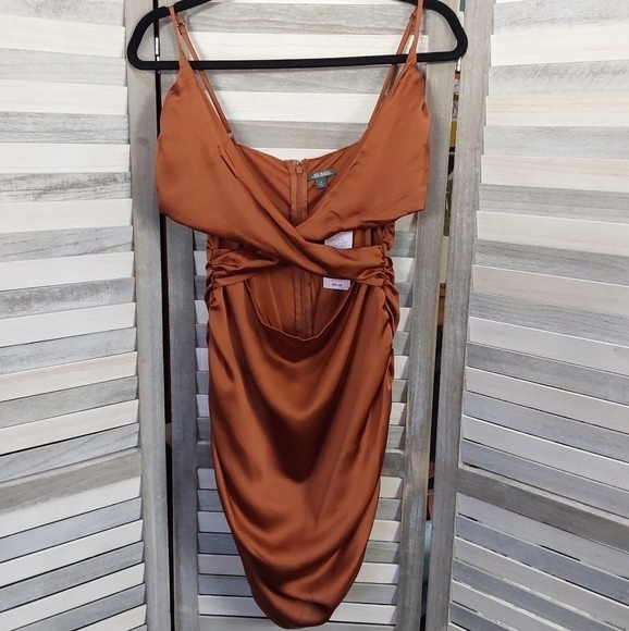 Women's Sleeveless Ruched Satin Bodycon Dress | Wild Fable™ | Medium - Picture 5 of 12